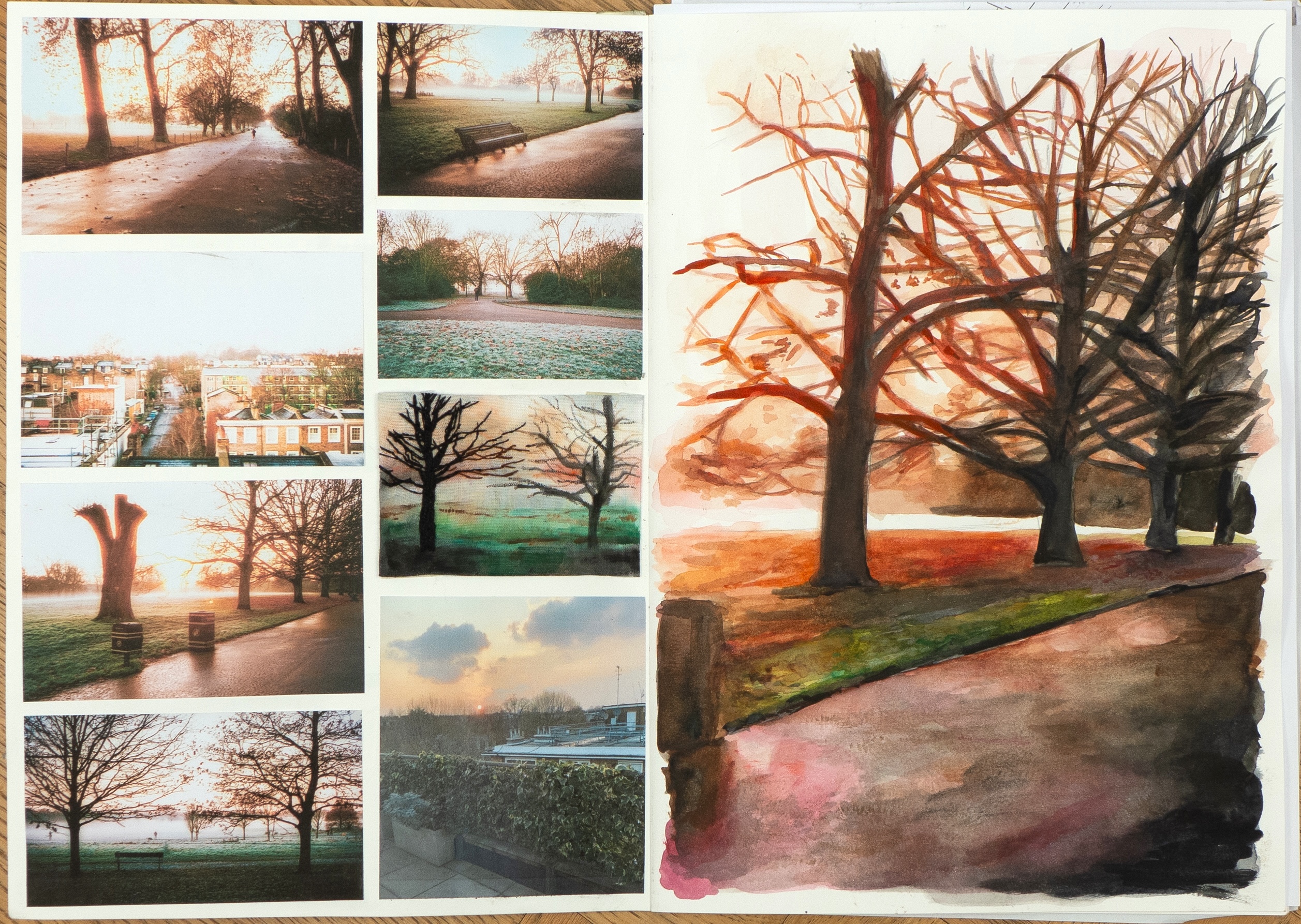 Landscape watercolour study based on Harman Phoenix film look.